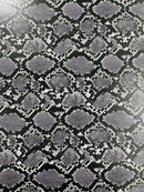 Python Snake Print Vinyl Fabric - Gray -  Faux Animal Snake Print Vinyl Fabric Sold by Yard