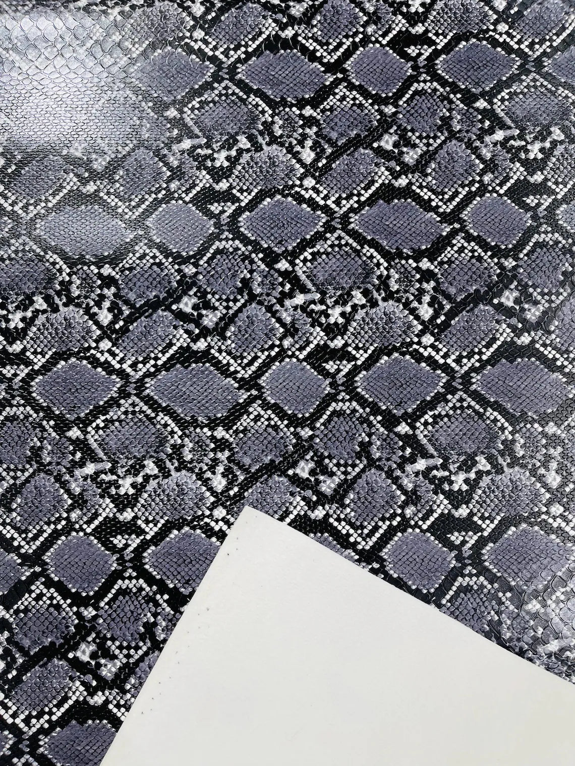 Python Snake Print Vinyl Fabric - Gray - Faux Animal Snake Print Vinyl