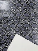 Python Snake Print Vinyl Fabric - Gray -  Faux Animal Snake Print Vinyl Fabric Sold by Yard