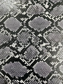 Python Snake Print Vinyl Fabric - Gray -  Faux Animal Snake Print Vinyl Fabric Sold by Yard