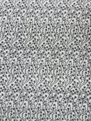 Small Glitter Flower Fabric - Gray - Shimmer Glitter Flower Design on Mesh Lace By The Yard