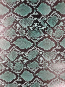 Python Snake Print Vinyl Fabric - Green / Black -  Faux Animal Snake Print Vinyl Fabric Sold by Yard