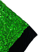 Mirror Sequins Velvet - Green - Shiny Mirror Cut Sequins on Velvet By Yard