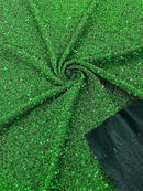 Metallic Foil Sequins - Green - 2 Way Stretch Spandex with 5mm Sequins Fabric by yard