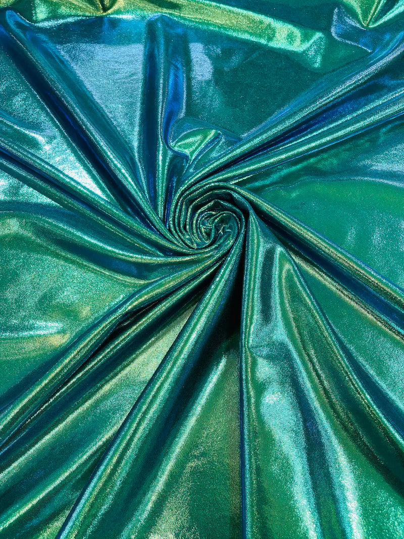 Mystique Spandex Foil Fabric - Green - Nylon/Spandex Iridescent Foggy Foil Fabric  4 Way Stretch 58/60" By Yard