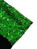 Mirror Sequins Velvet - Green - Shiny Mirror Cut Sequins on Velvet By Yard