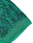Mermaid Design Fabric - Green - 4 Way Stretch Sequins Fabric on Lace Mesh Sold By Yard