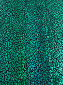 Cheetah Print Spandex Fabric - Green - Mystique 4 Way Stretch Foil Fabric 58/60" By Yard