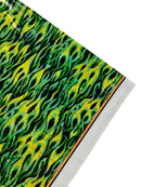Holographic Fire Flame Spandex - Lime Green - Poly Spandex Stretch Fire Flame Print Fabric By Yard