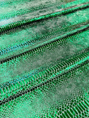 Anaconda Foil Velvet - Green - Shiny Foil Velvet Anaconda Snake Print Fabric Sold By The Yard