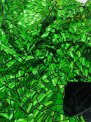 Mirror Sequins Velvet - Green - Shiny Mirror Cut Sequins on Velvet By Yard