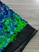 Circle Paillette Sequins - Iridescent Green - Large Round Paillette Sequins Design Fabric By Yard