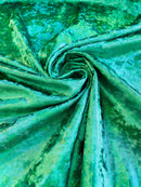 Foggy Foil Velvet Fabric - Green Iridescent - Oil Slick 58/60" Stretch Foil Velvet Fabric By Yard