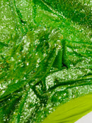 Green Iridescent Flip Up Sequins Reversible, 2-Way Stretch 58/60” Sequins Fabric by yard