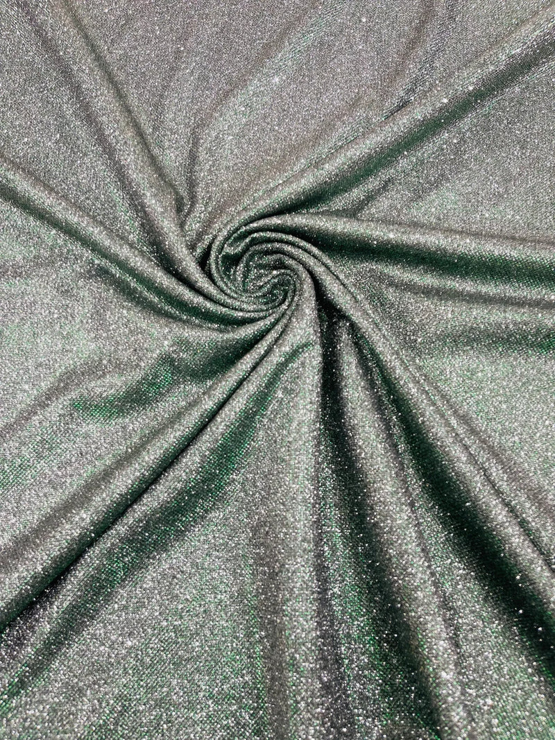 Shimmer Glitter Fabric - Green on Black - Luxury Sparkle Stretch Solid Fabric Sold By Yard