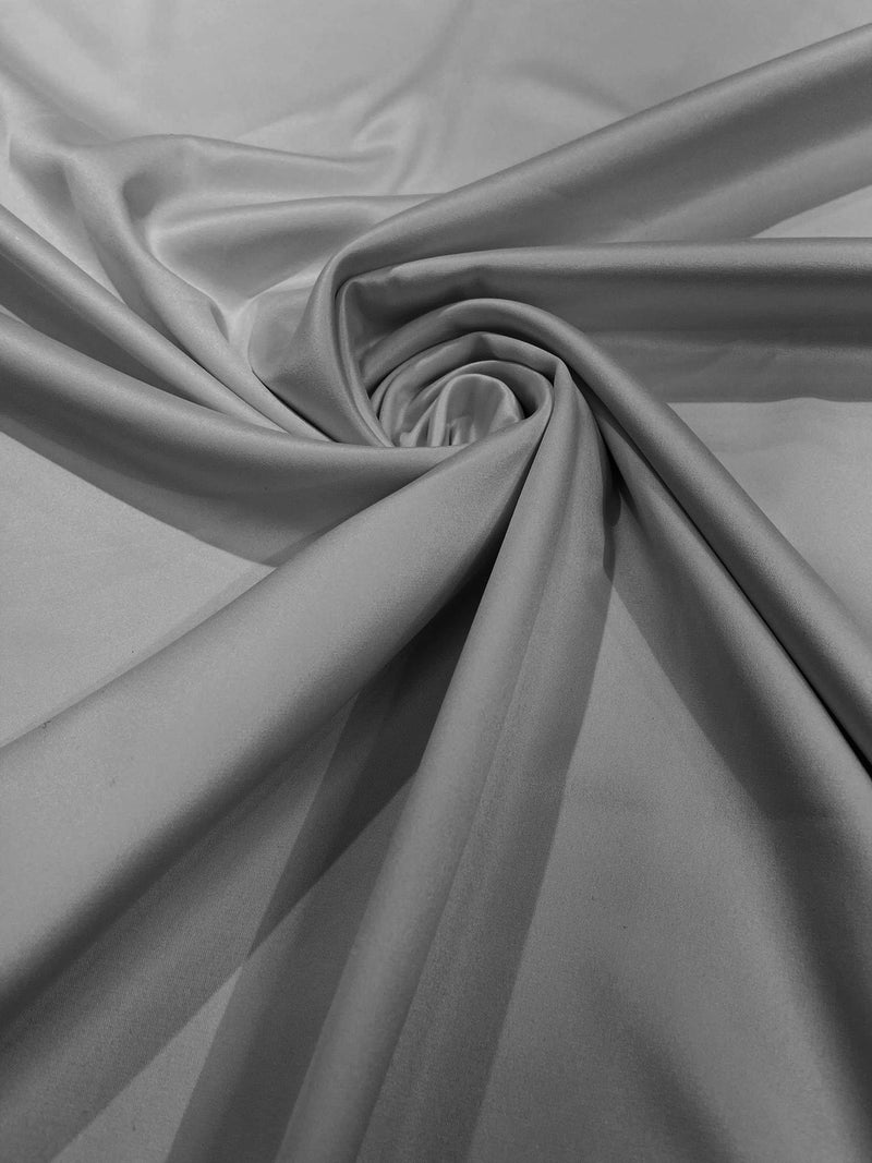 Matte L'Amour Stretch Satin - Grey - Stretch Satin Fabric For Bridal, Prom Dress Sold By Yard