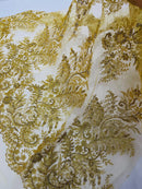 Gold Silver Rhinestones Glitter Fabric on a Mesh by the Yard | Quinceanera Design Glitter Rhinestones on Mesh Fabric Prom Dress