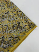 Gold Silver Glitter Snake Design Shattered Glass Nylon Spandex Fabric By Yard, Snake Flocking Hologram, Glitter Snake Nylon Spandex