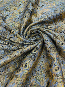 Gold Silver Glitter Snake Design Shattered Glass Nylon Spandex Fabric By Yard, Snake Flocking Hologram, Glitter Snake Nylon Spandex