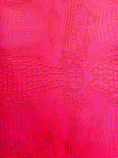 Faux Alligator Print Vinyl Fabric - Hot Pink / Lilac -  Faux Animal Print Sold by The Yard