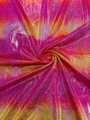 Mystique Spandex Foil Fabric - Tie Dye Hot Pink / Orange  - Nylon/Spandex Iridescent Foil Fabric 4 Way Stretch 58/60" By Yard