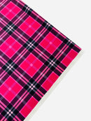 58-60" Plaid Print Milliskin Fabric - Hot Pink - Spandex 4 Way Stretch Plaid Fabric Sold by Yard