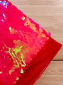 Oval Jumbo Paillette Sequins - Hot Pink - Big Oval Paillette Sequins Design Fabric By Yard