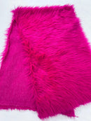 60" Solid Shaggy Faux Fur - Hot Pink - Long Pile Luxury Shaggy Soft Faux Fur Fabric By Yard