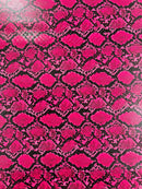 Python Snake Print Vinyl Fabric - Hot Pink -  Faux Animal Snake Print Vinyl Fabric Sold by Yard