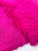 60" Solid Shaggy Faux Fur - Hot Pink - Long Pile Luxury Shaggy Soft Faux Fur Fabric By Yard