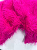 60" Solid Shaggy Faux Fur - Hot Pink - Long Pile Luxury Shaggy Soft Faux Fur Fabric By Yard