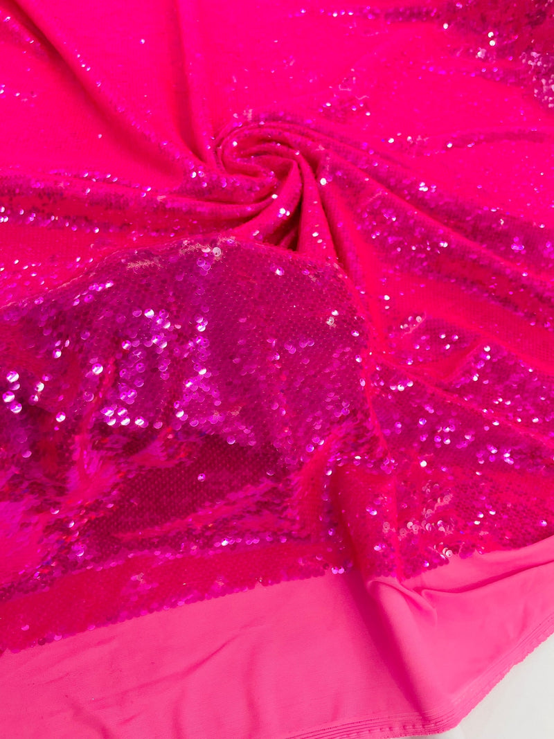 Hot Pink Iridescent Flip Up Sequins Reversible, 2-Way Stretch 58/60” Sequins Fabric by yard