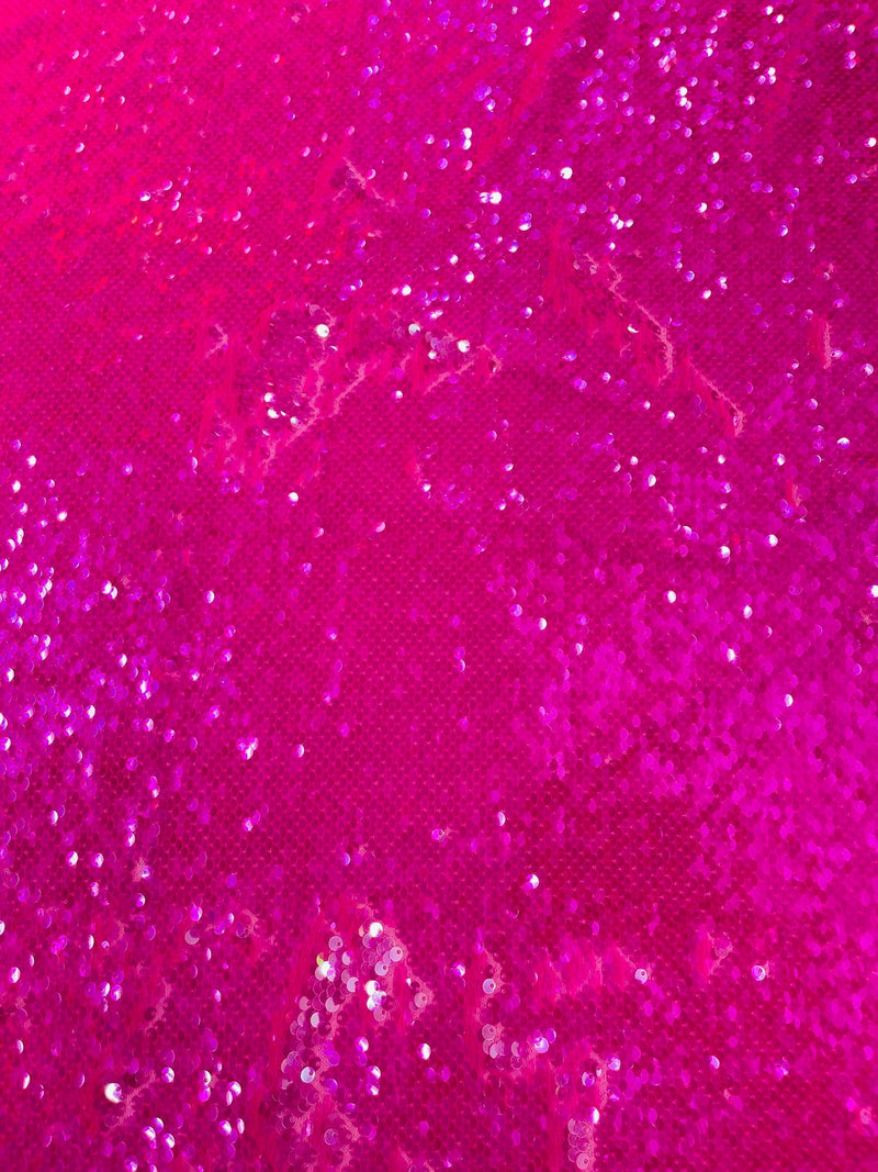 Hot Pink Iridescent Flip Up Sequins Reversible, 2-Way Stretch 58/60” Sequins Fabric by yard