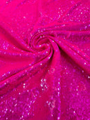 Hot Pink Iridescent Flip Up Sequins Reversible, 2-Way Stretch 58/60” Sequins Fabric by yard