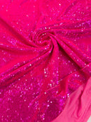 Hot Pink Iridescent Flip Up Sequins Reversible, 2-Way Stretch 58/60” Sequins Fabric by yard