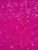 58/60" Velvet Sequins Stretch Fabric - Hot Pink Iridescent