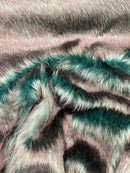 Husky Long Pile Fur Fabric - Hunter Green / Black - Faux Husky Fur Fabric 2 Tone Shaggy Fur By Yard