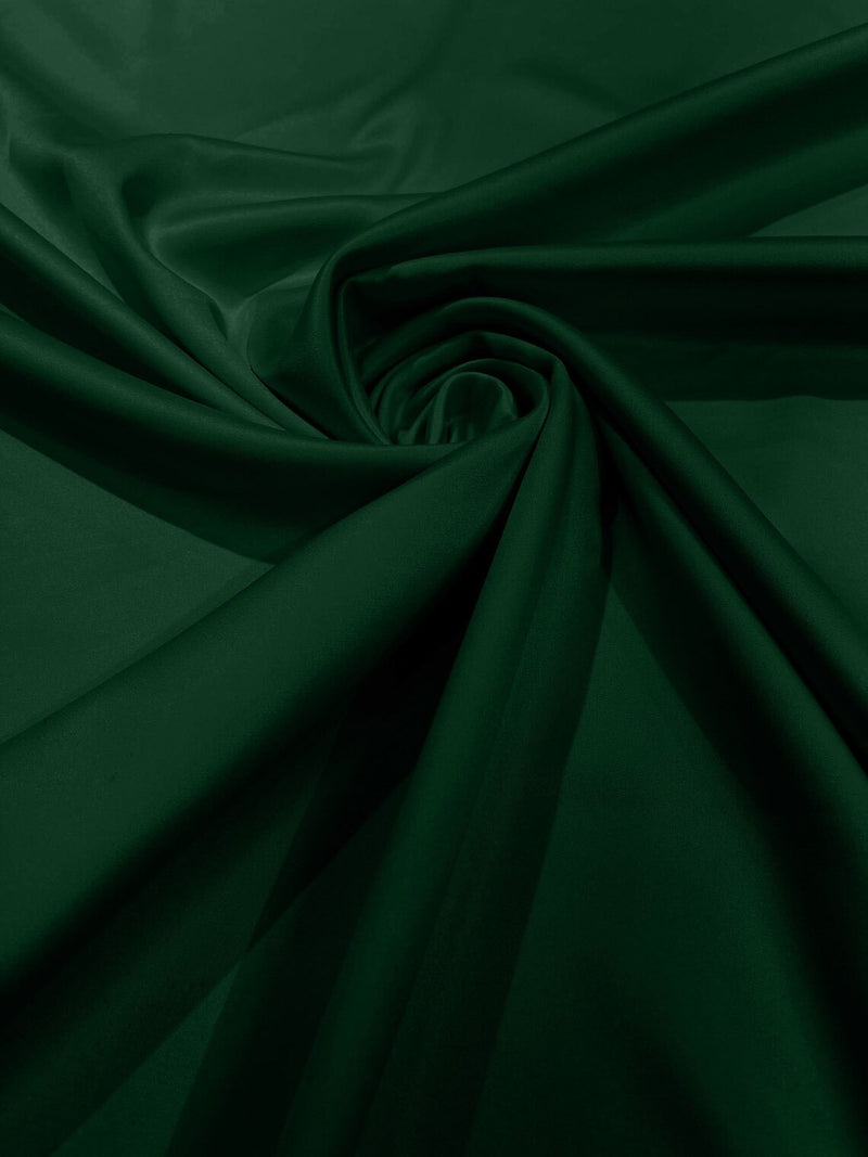 Matte L'Amour Stretch Satin - Hunter Green - Stretch Satin Fabric For Bridal, Prom Dress Sold By Yard