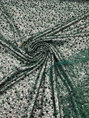Pearl Sequins Heavy Fabric - Hunter Green - Heavy Duty Handmade Embroidery Lace Sequins By Yard
