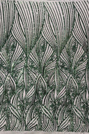Curvy Design Sequins Fabric - Hunter Green - 4 Way Stretch Curvy Sequins Design Mesh Fabric by Yard