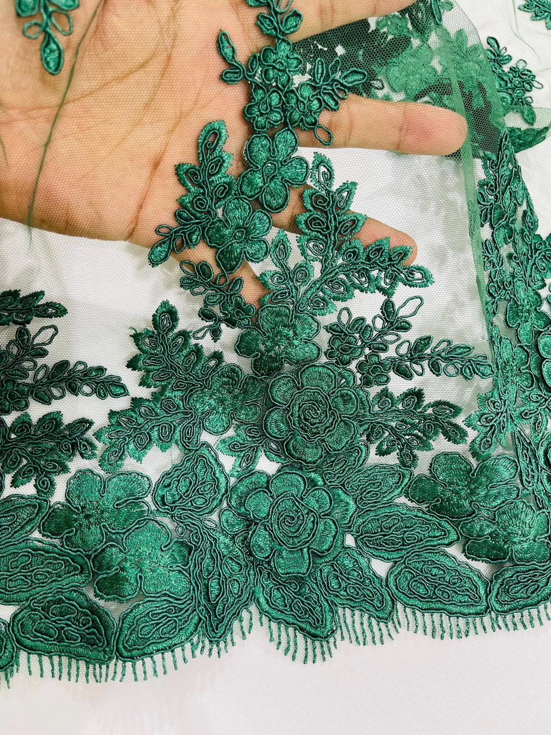 Green lace fabric, 3D Lace on sale Fabric, Embroidery Lace Fabric, Luxury 3D flowers, French Lace, Wedding Lace, fabric by the yard K00994