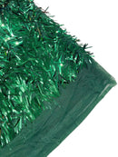 Sword Shaped Sequins - Hunter Green - Hanging Solid Sequins On Mesh Fabric By Yard