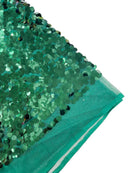 Circle Paillette Sequins - Hunter Green - Large Round Paillette Sequins Design Fabric By Yard