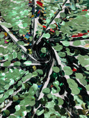 Oval Jumbo Paillette Sequins - Hunter Green - Big Oval Paillette Sequins Design Fabric By Yard