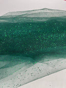 Sparkle Tulle Glitter Fabric - Hunter Green - Tulle Fabric with Sparkle Glitter Sold By Yard