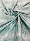 Matte Snake Skin Print Fabric - Hunter Green - Snake Stretch Spandex Costume, Legging Fabric By Yard