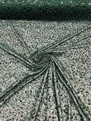 Pearl Sequins Heavy Fabric - Hunter Green - Heavy Duty Handmade Embroidery Lace Sequins By Yard