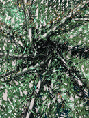 Sword Shaped Sequins - Hunter Green - Hanging Solid Sequins On Mesh Fabric By Yard