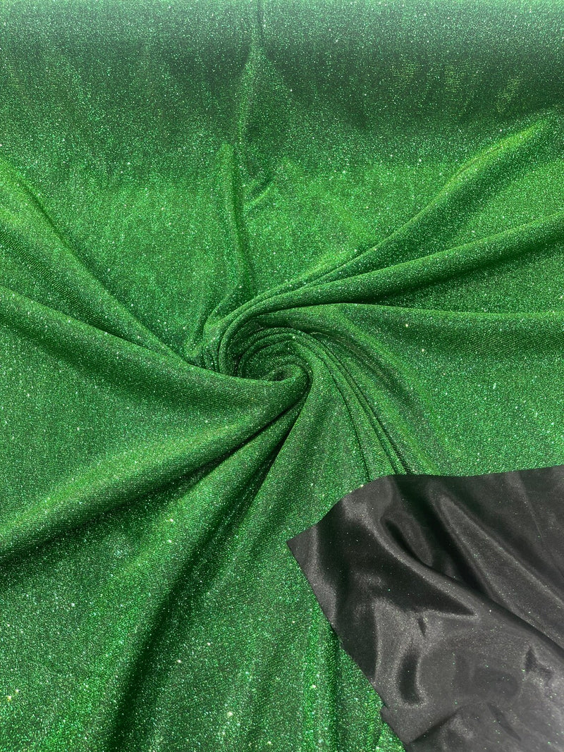 Shimmer Glitter Fabric - Hunter Green - Luxury Sparkle Stretch Solid Fabric Sold By Yard