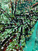 Circle Paillette Sequins - Hunter Green - Large Round Paillette Sequins Design Fabric By Yard